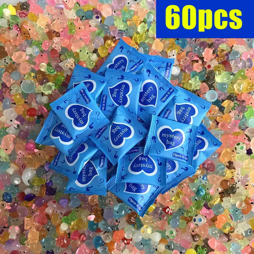 10/30/60PCS Surprise Blind Bags Luminous Animal Mushroom Figurines Miniature Mystery Bag For Potted Dollhouse Fairy Garden Decor