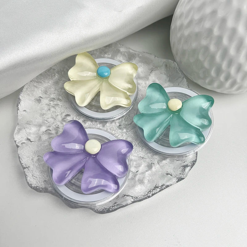 Magnetic Folding Phone Holder Cute Bow Socket Talk Grip For Magsafe IPhone Mac Samsung Safe Ring Finger Expanding Stand