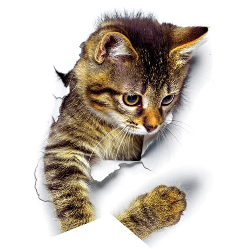 Cute Cats Wall Sticker Hole View Vivid Dogs Bathroom 3D Toilet Stickers For Home Decoration Animals Decals Self-adhesive Poster