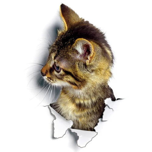 Cute Cats Wall Sticker Hole View Vivid Dogs Bathroom 3D Toilet Stickers For Home Decoration Animals Decals Self-adhesive Poster