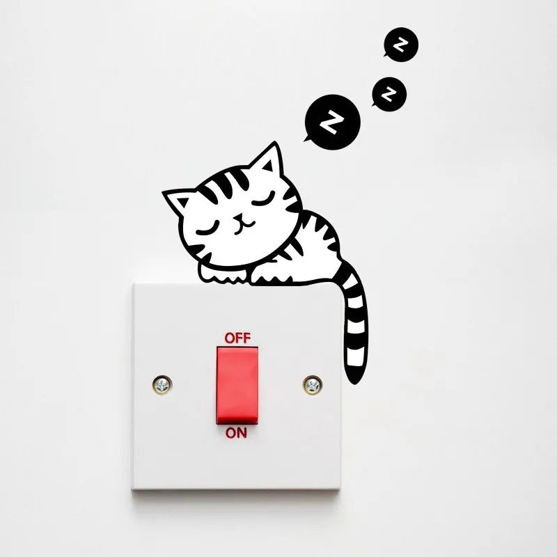 Cute Cats Wall Sticker Hole View Vivid Dogs Bathroom 3D Toilet Stickers For Home Decoration Animals Decals Self-adhesive Poster