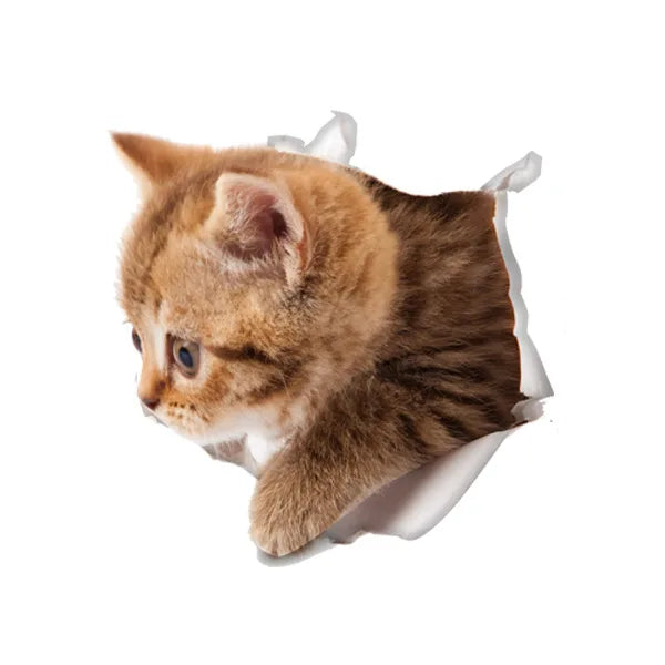 Cute Cats Wall Sticker Hole View Vivid Dogs Bathroom 3D Toilet Stickers For Home Decoration Animals Decals Self-adhesive Poster