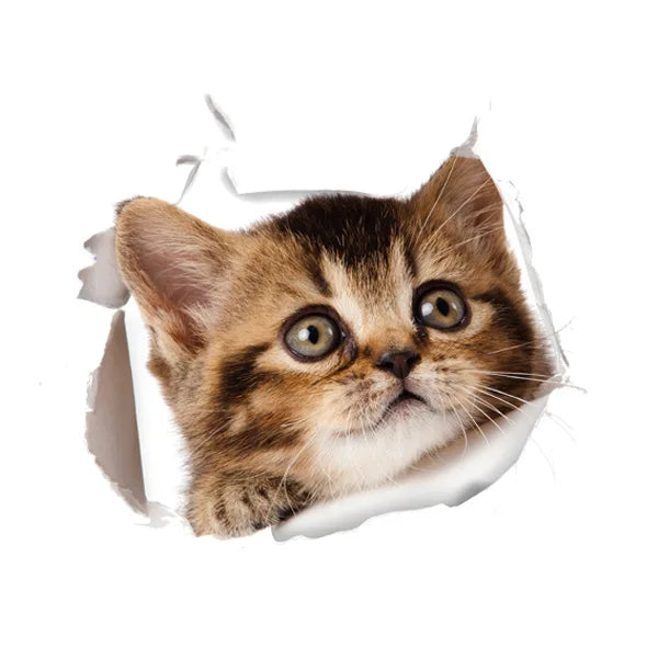 Cute Cats Wall Sticker Hole View Vivid Dogs Bathroom 3D Toilet Stickers For Home Decoration Animals Decals Self-adhesive Poster
