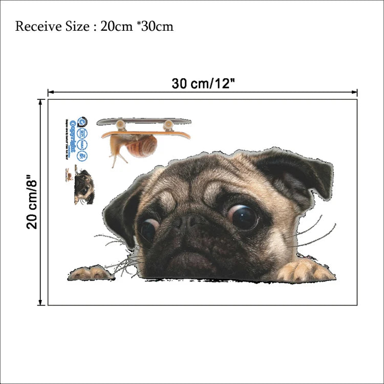 Cute Cats Wall Sticker Hole View Vivid Dogs Bathroom 3D Toilet Stickers For Home Decoration Animals Decals Self-adhesive Poster