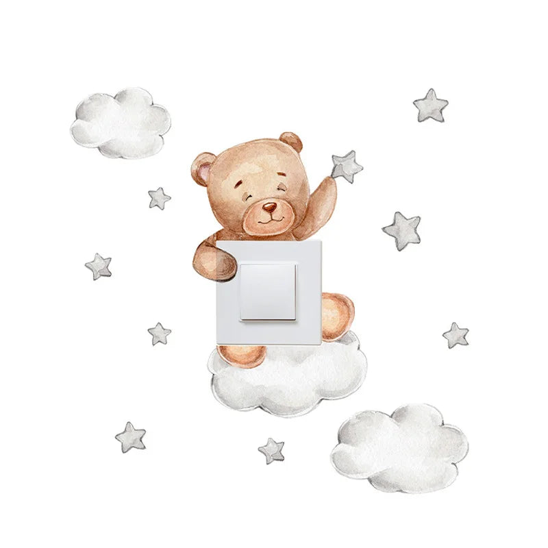Cute Giraffe Bear Elephant Star Switch Sticker Kid Baby Bedroom Decoration Self-adhesive Home Decor Wallpaper Child Wall Decals