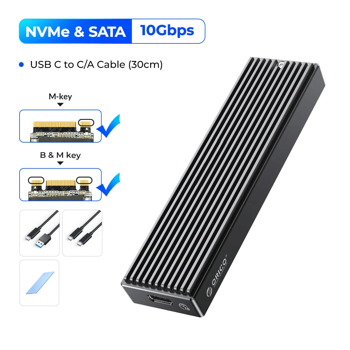 ORICO M2 SSD Case NVMe USB Type C Gen2 10Gbps PCIe SSD Case M2 SATA NGFF 5Gbps M.2 NVME Enclosure Disk Box M.2 SSD Case