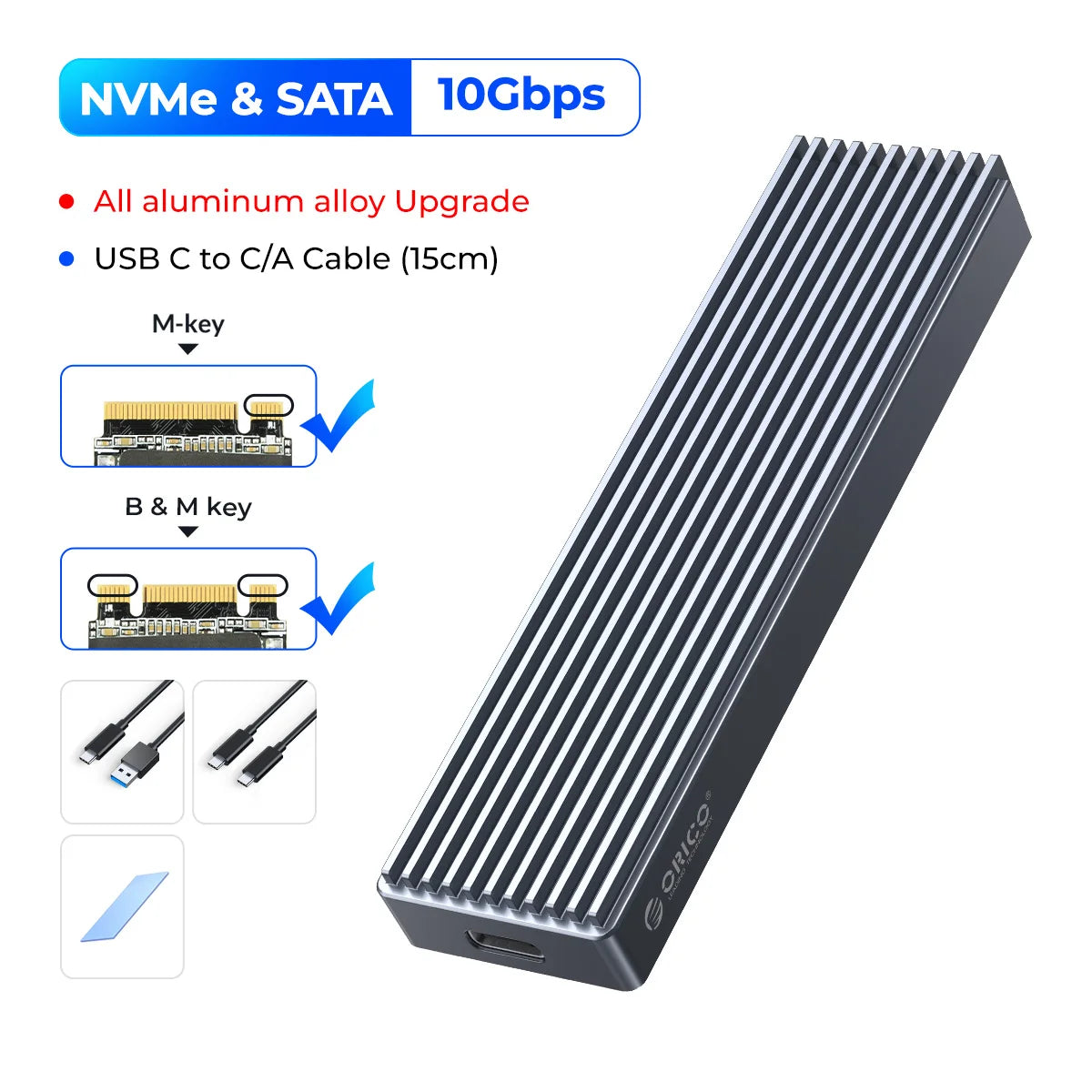 ORICO M2 SSD Case NVMe USB Type C Gen2 10Gbps PCIe SSD Case M2 SATA NGFF 5Gbps M.2 NVME Enclosure Disk Box M.2 SSD Case