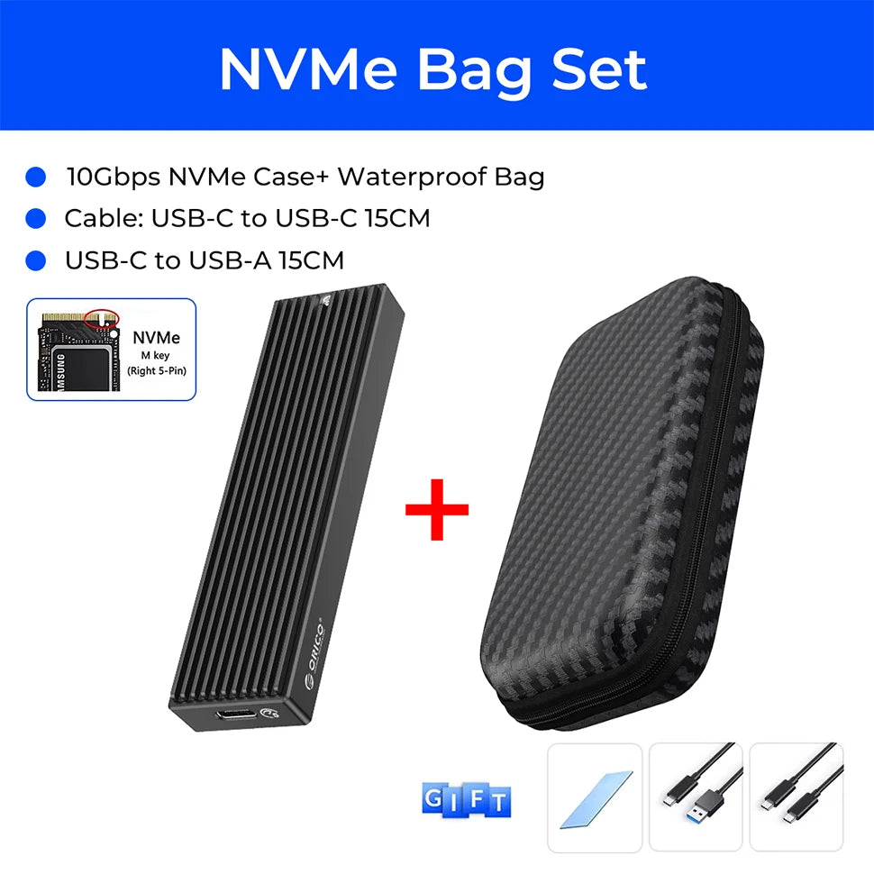 ORICO M.2 SATA NVMe Enclosure 10Gbps External SSD Case Type C USB A 3.2 Gen 2 Hard Drive Disk Cover M2 2230 Storage Box House