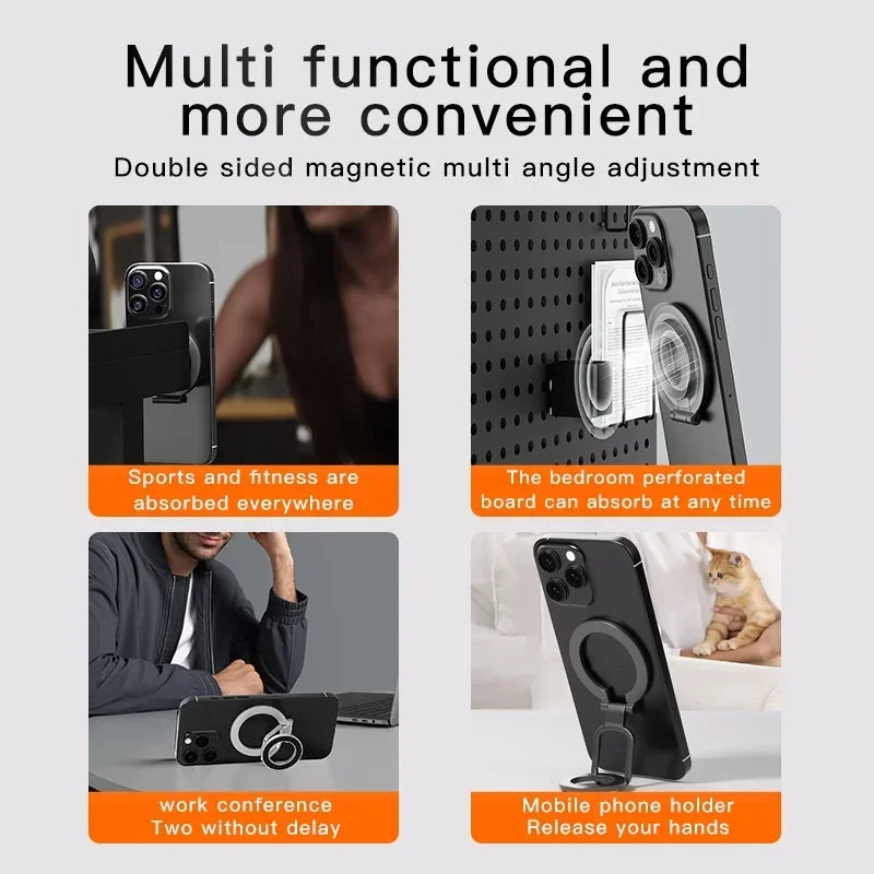 MagSafe Double Sided Magnetic Phone Ring Holder Portable Folding Cellphone Stand Accessory Grip Bracket Support for IPhone 16Pro