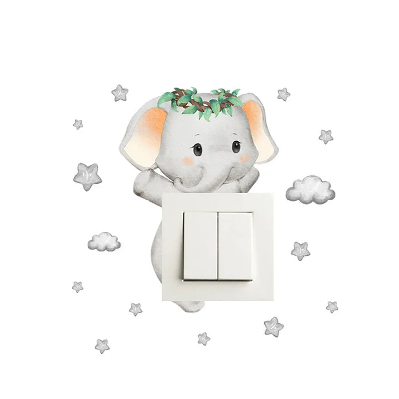 Cute Giraffe Bear Elephant Star Switch Sticker Kid Baby Bedroom Decoration Self-adhesive Home Decor Wallpaper Child Wall Decals