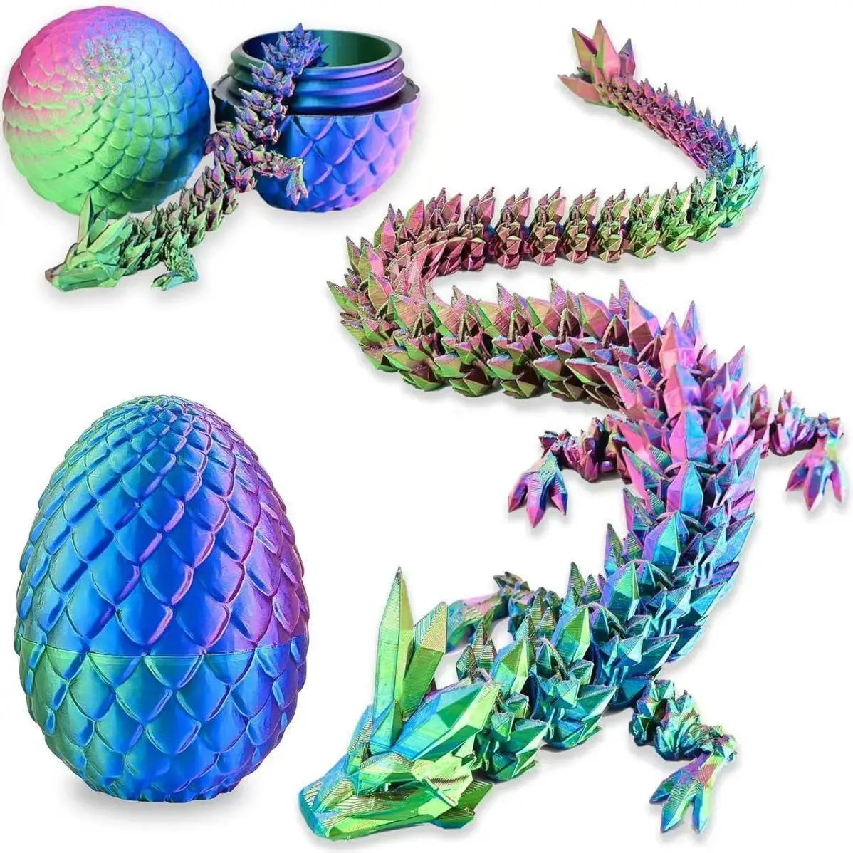 Creative Decompression Dragon Egg Chameleon Pendulum 3D Printing Dragon 2025 New Year Gift Colorful Set Desktop Ornament Kid Toy