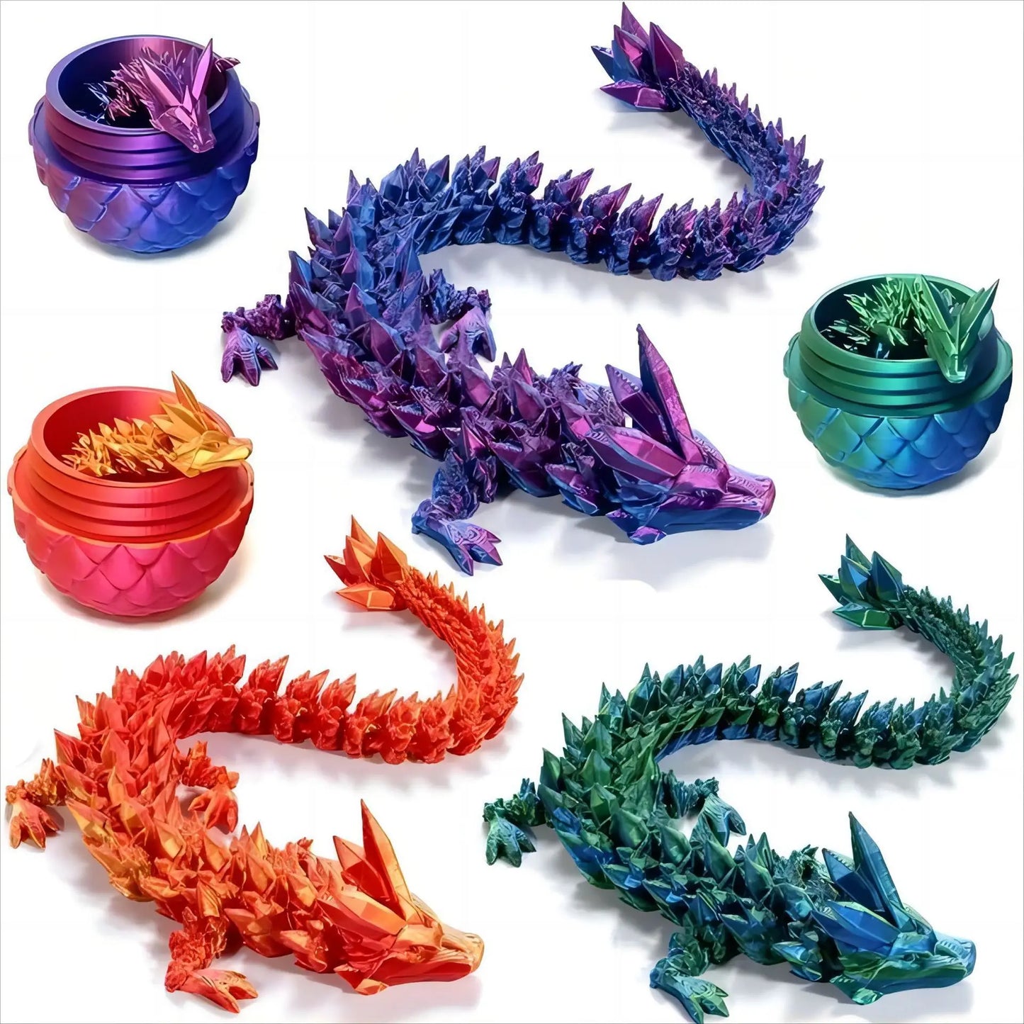 Creative Decompression Dragon Egg Chameleon Pendulum 3D Printing Dragon 2025 New Year Gift Colorful Set Desktop Ornament Kid Toy