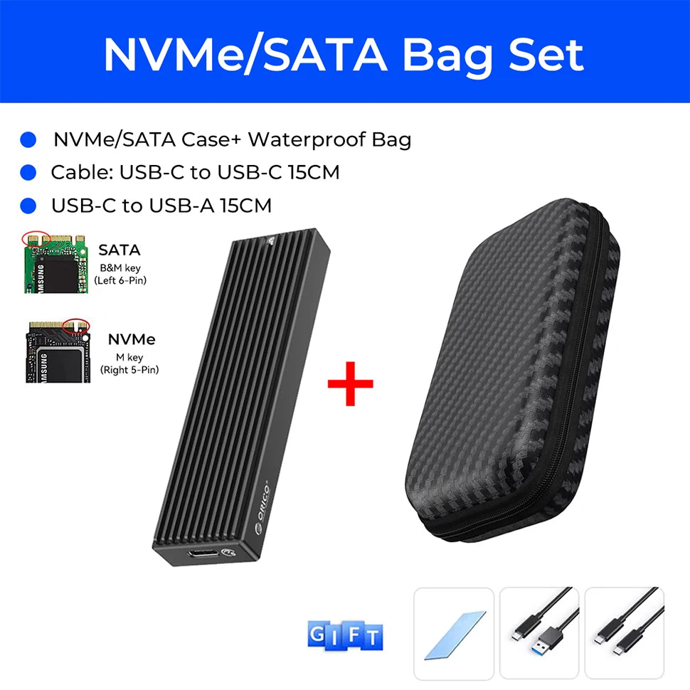 ORICO M.2 SATA NVMe Enclosure 10Gbps External SSD Case Type C USB A 3.2 Gen 2 Hard Drive Disk Cover M2 2230 Storage Box House