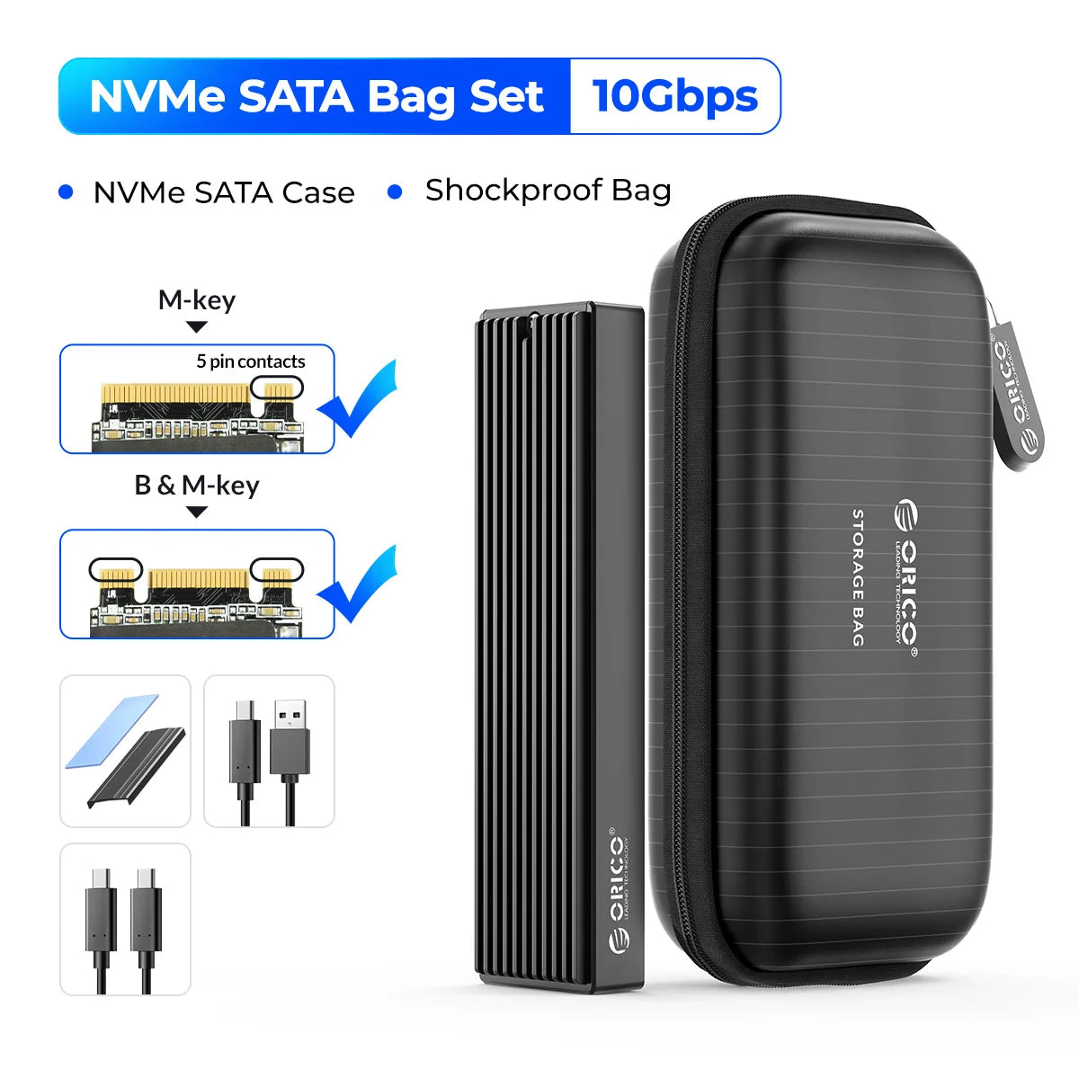 ORICO M2 SSD Case NVMe USB Type C Gen2 10Gbps PCIe SSD Case M2 SATA NGFF 5Gbps M.2 NVME Enclosure Disk Box M.2 SSD Case
